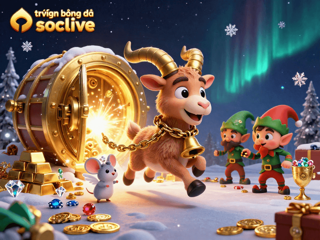 Engage with trực tiếp bóng đá socolive in this festive, chaotic casino scene filled with glittering treasures.