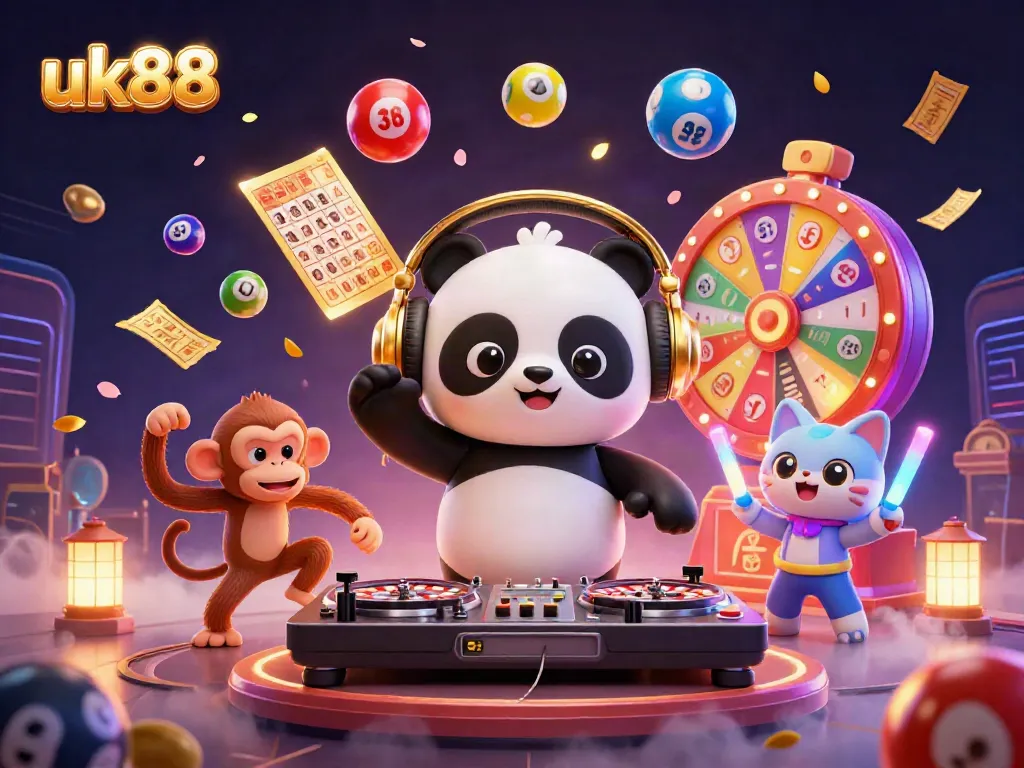 Experience thrilling play at uk88 with vibrant 3D characters and casino game elements in a dynamic scene.
