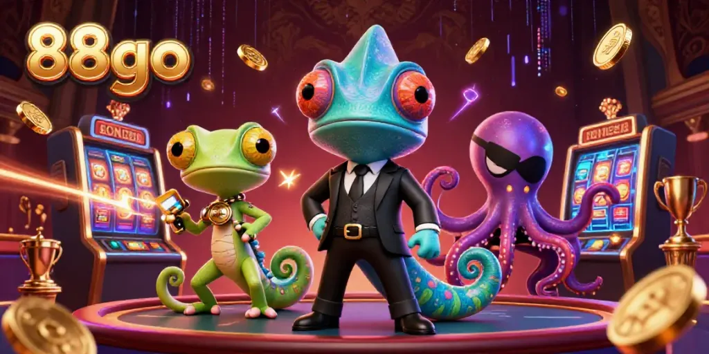 Experience the excitement at 88go with lively characters in a dynamic casino setting.
