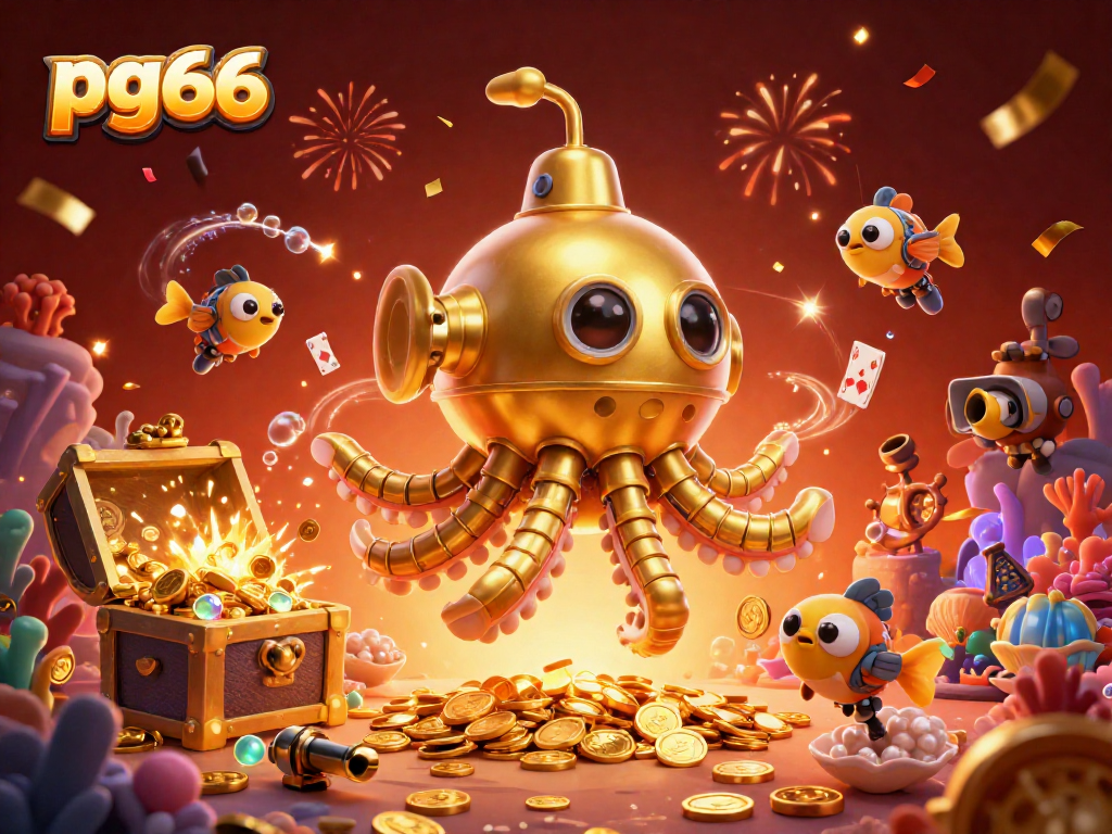 Join the excitement of pg66 as the golden kraken submarine emerges through a treasure trove of coins.