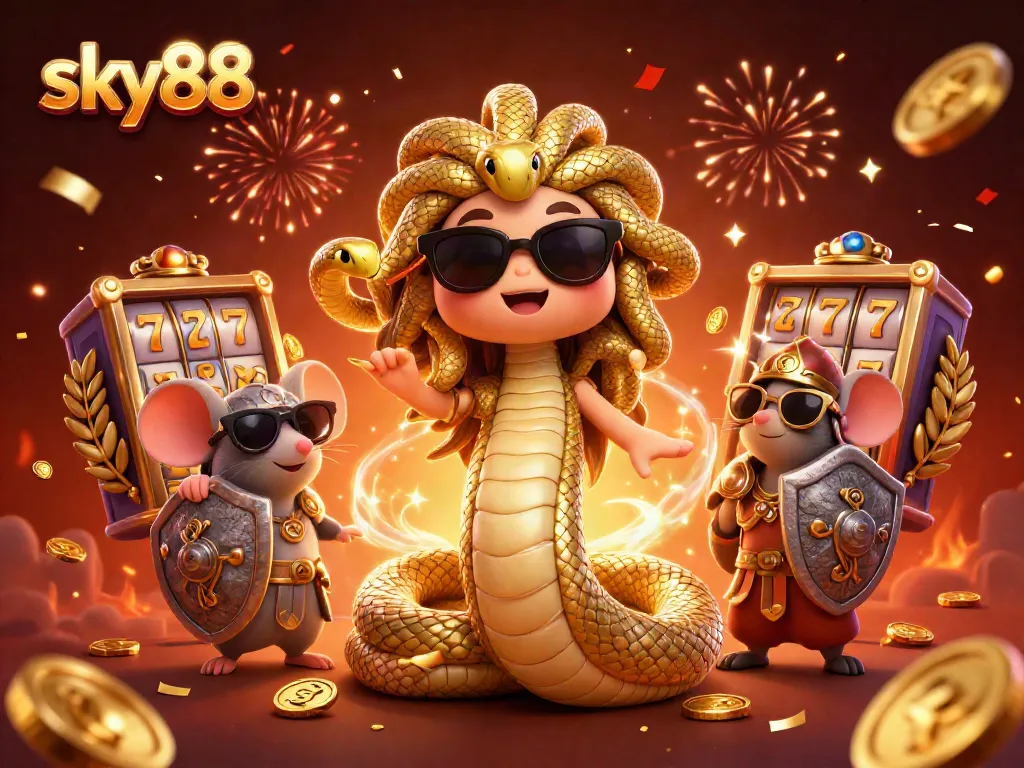 Experience the thrilling games at sky88 with an energetic scene showcasing a lively casino atmosphere.