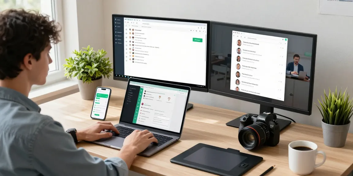 Using WhatsApp電腦版 on a modern workspace, showcasing productivity tools and a professional atmosphere.