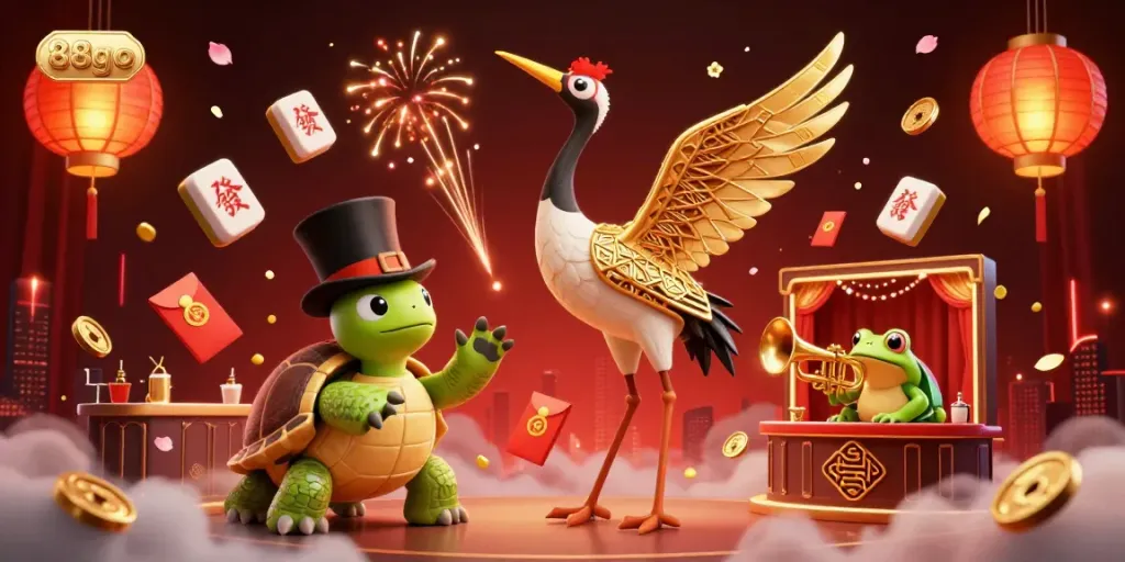 Symbolic representation of 88go gaming with animated characters and casino elements enriching the scene.