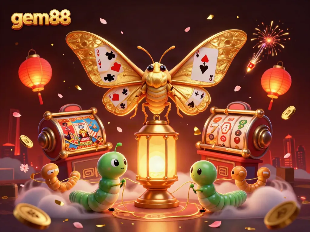 Experience thrilling gameplay at gem88 with vibrant casino elements and enchanting illustrations.