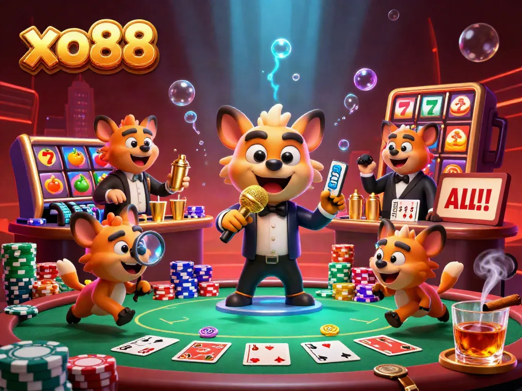 Experience thrilling gameplay at xo88 with lively characters in a bustling casino setting.