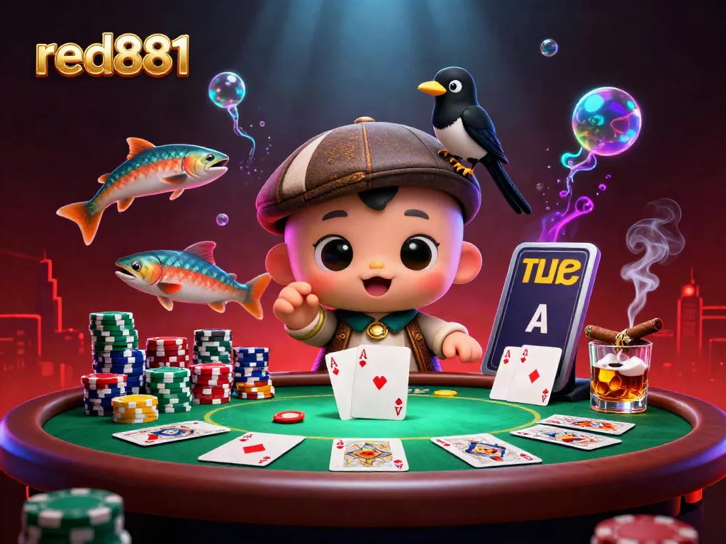 Experience thrilling gameplay at red881 with cartoon Nessie and vibrant casino elements.