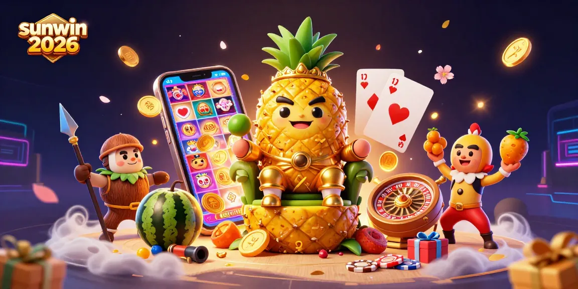 Engage in the vibrant world of sunwin 2026 with golden jackpots, colorful slots, and lively casino characters.